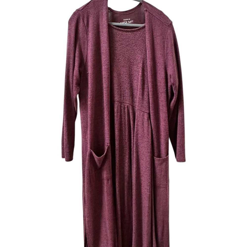 SuperSoft Burgundy Dress with matching longline sweater